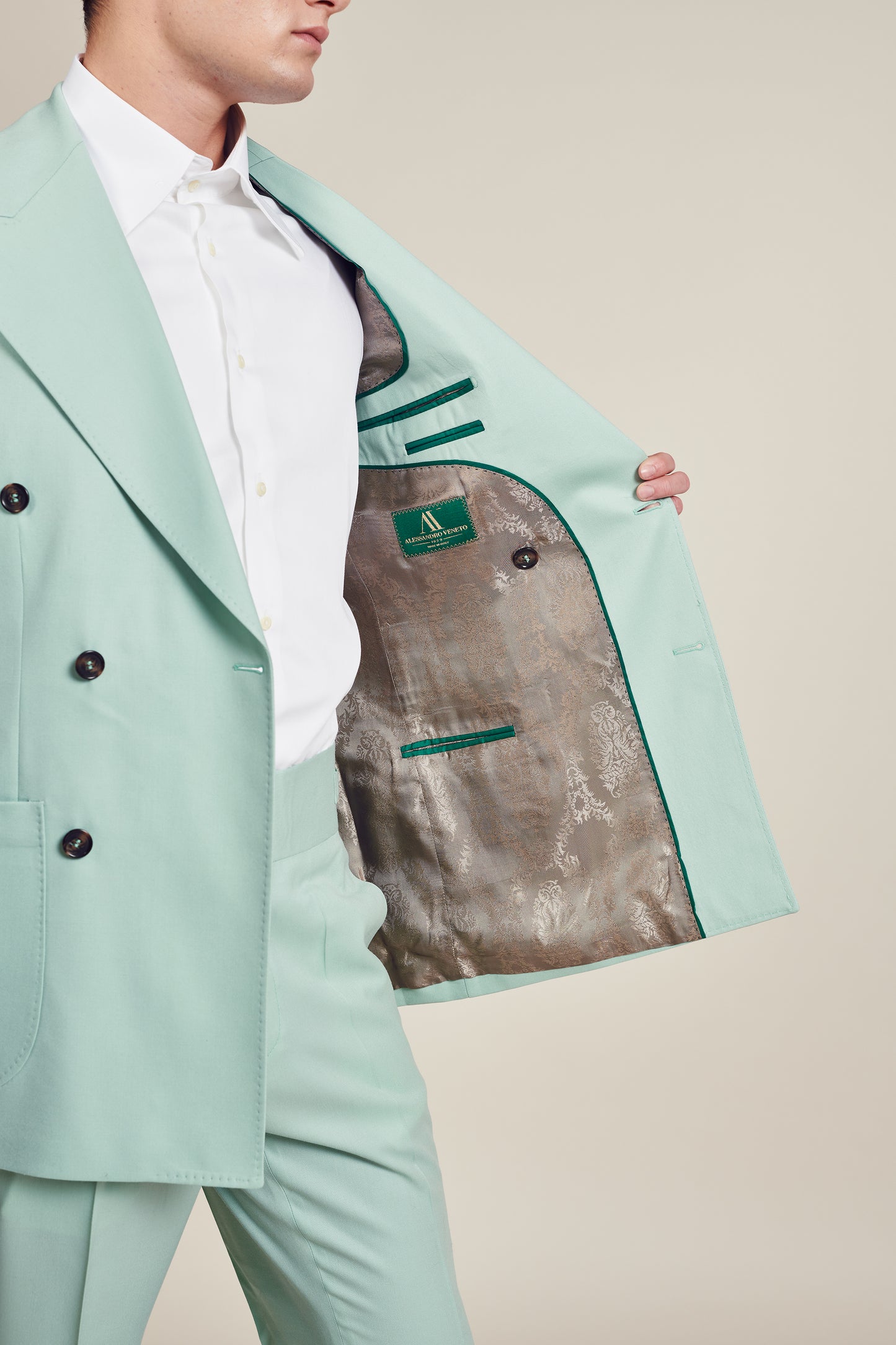 Light Green Double Breasted suit