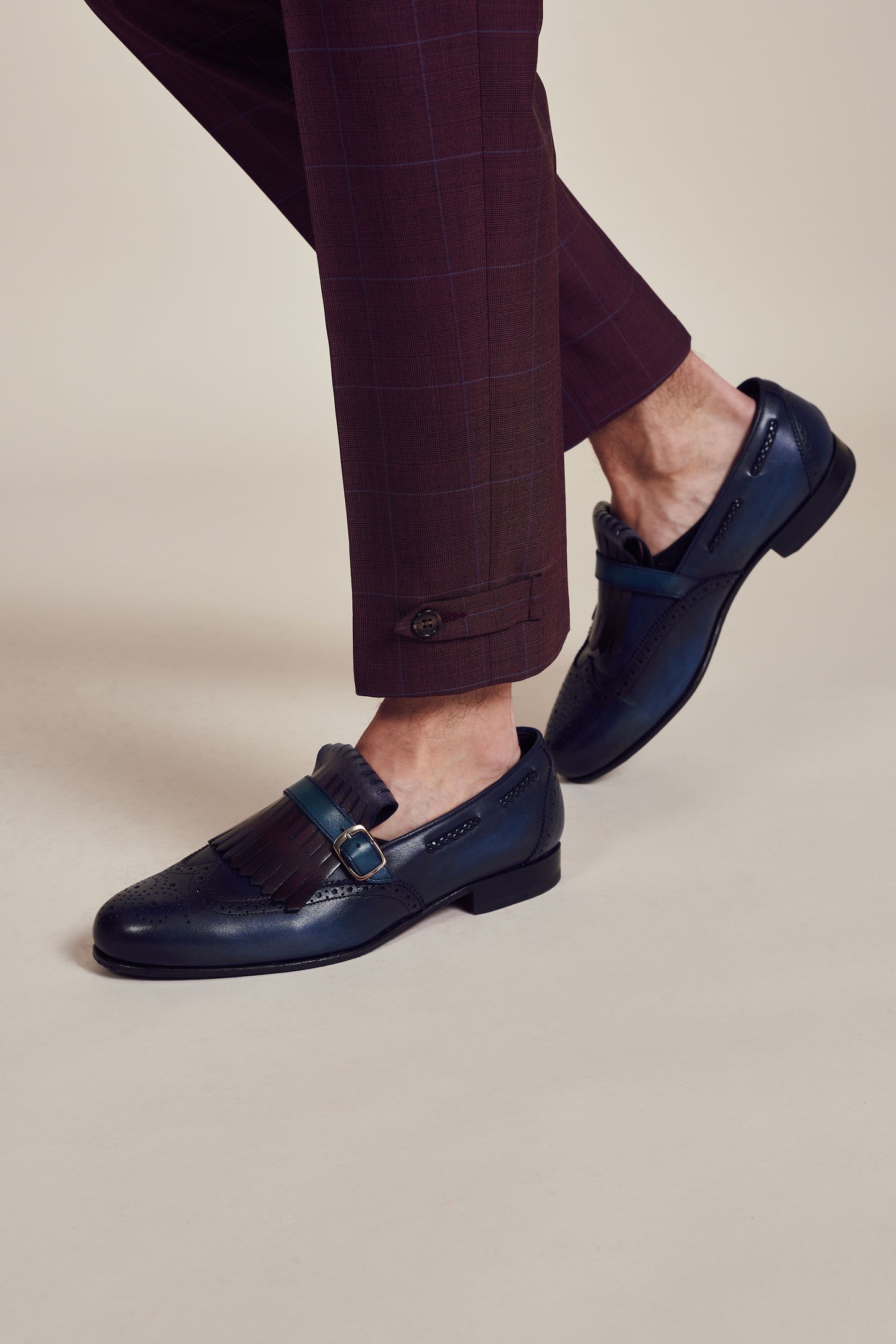 Check Burgundy Trousers