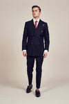 Blue Lined Slim Fit Double Breasted Suit
