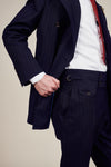 Blue Lined Slim Fit Trousers