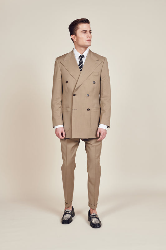 Brown Double Breasted Vintage Suit