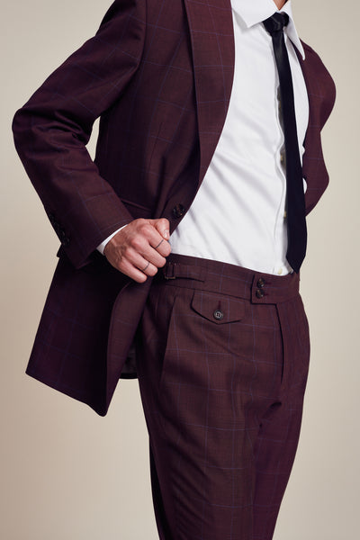 British Check Burgundy Suit
