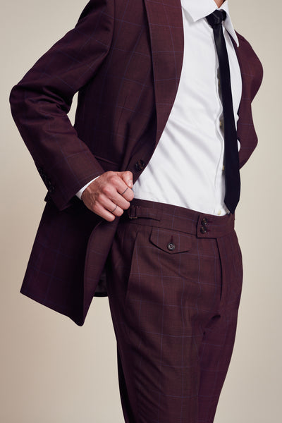 Check Burgundy Trousers