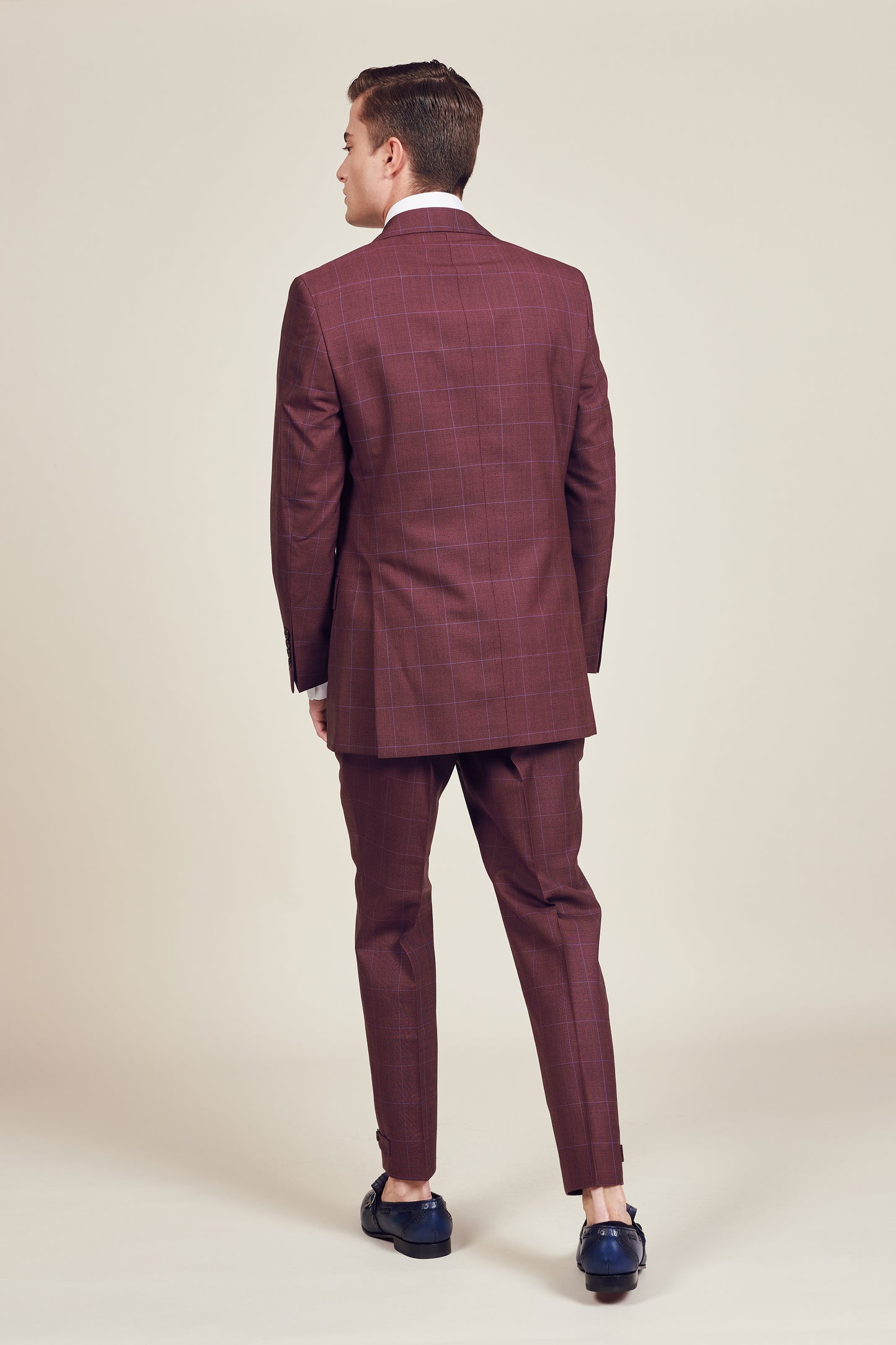 British Check Burgundy Suit