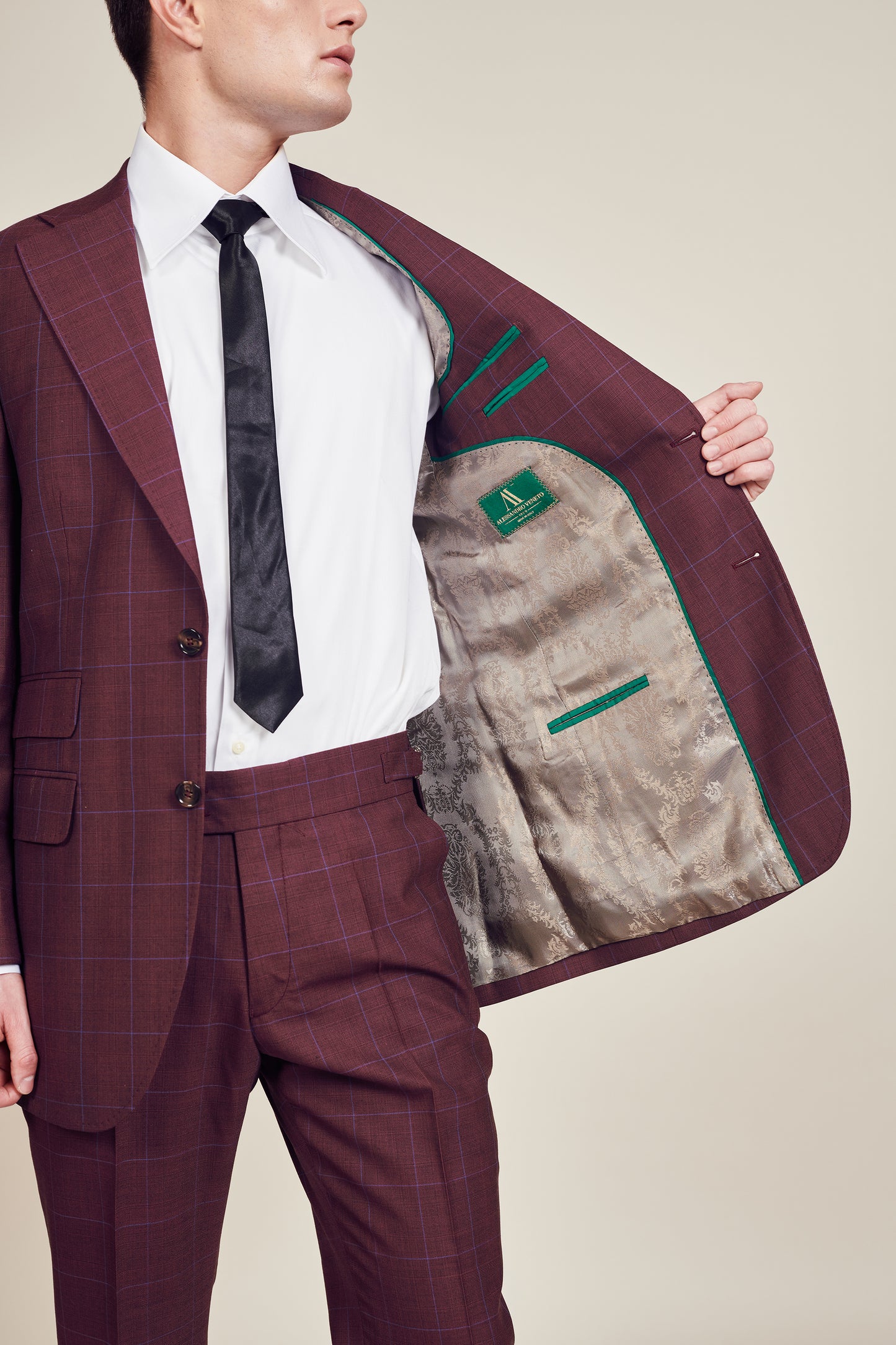 British Check Burgundy Suit